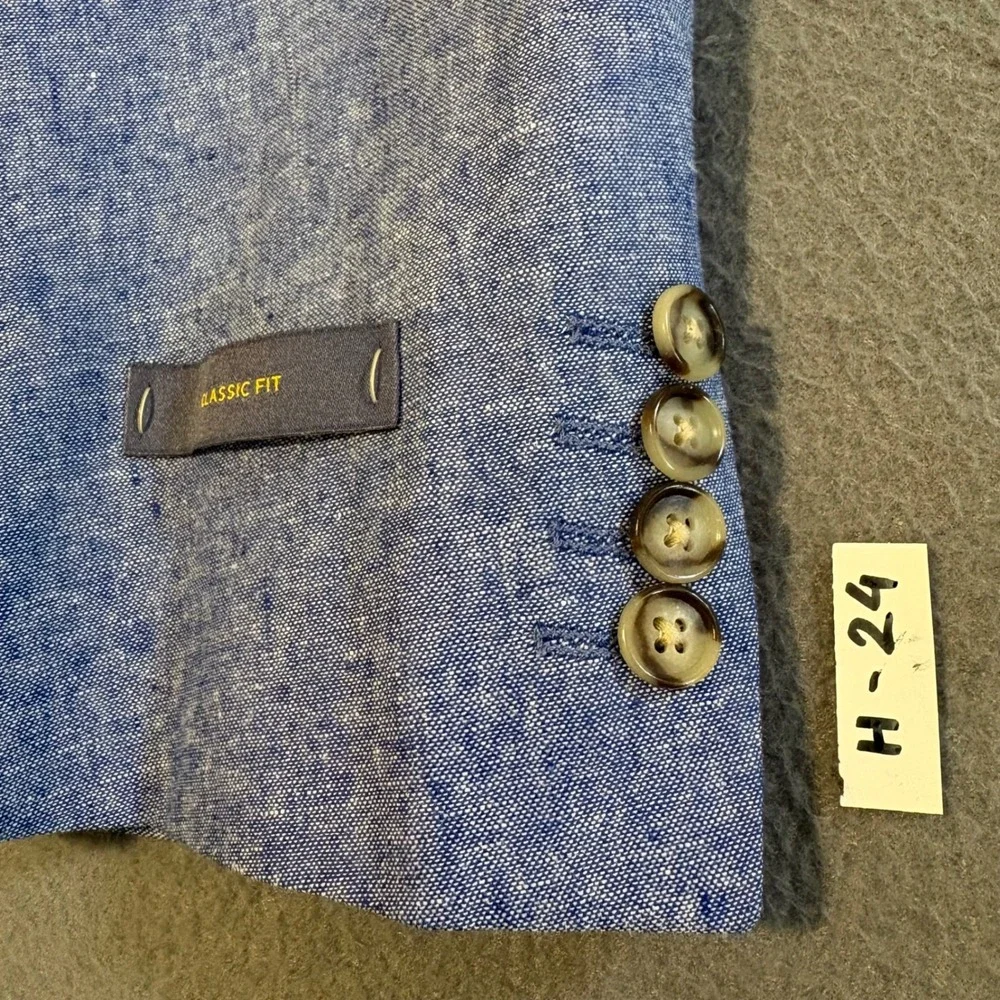 Stafford Sport Coat 40 Blue Linen Blend Classic Fit Signature Blazer RN93677 NEW
